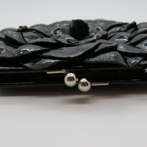 Women Wristlet Brighton Black Patent Leather Wallet Bag Coin Purse Kisslock - Picture 8 of 12